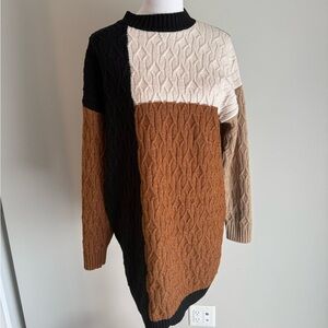 Blu Pepper Black, Cream, and Brown Colorblock Sweater